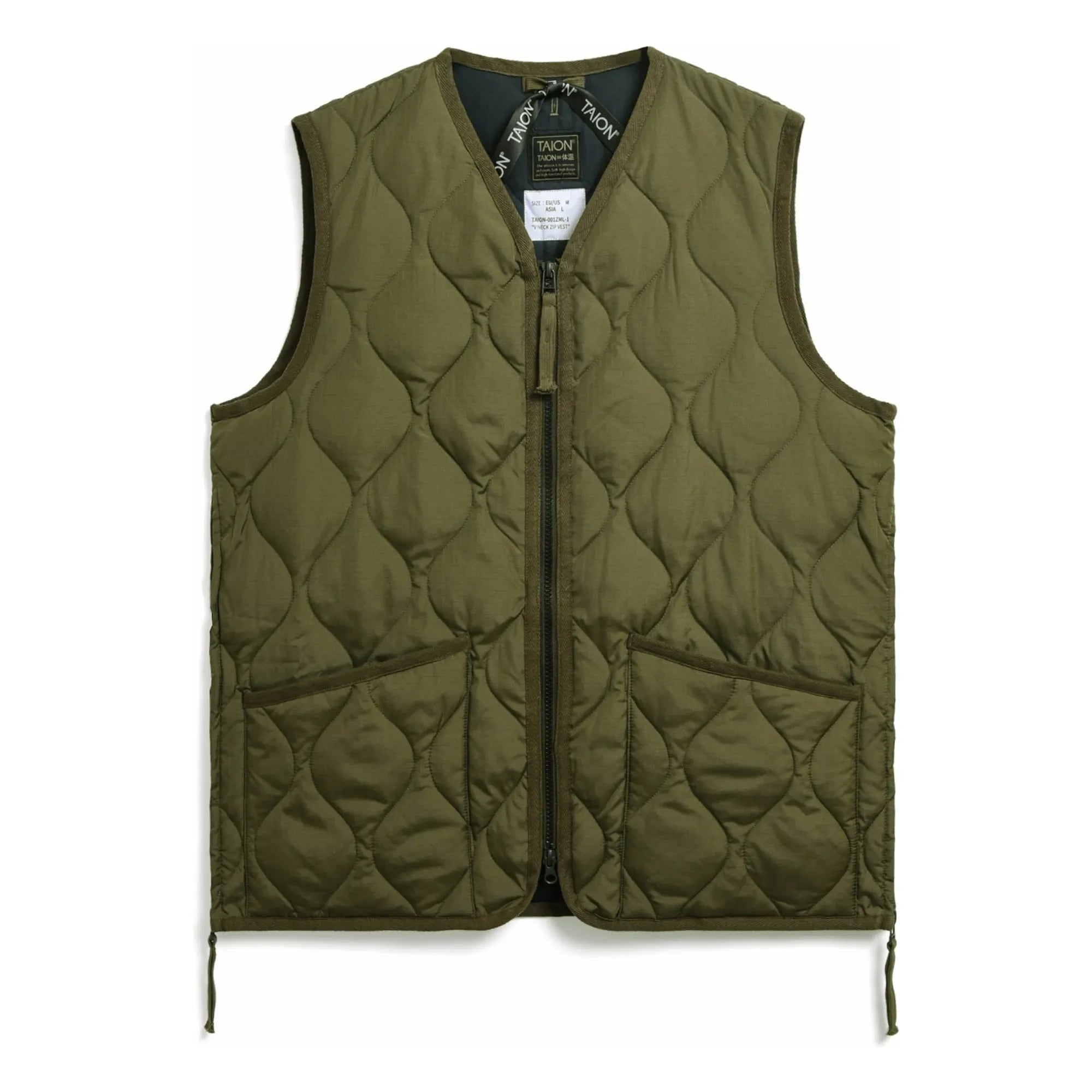 Taion - Herren Military-Weste mit V-Ausschnitt | Oliv