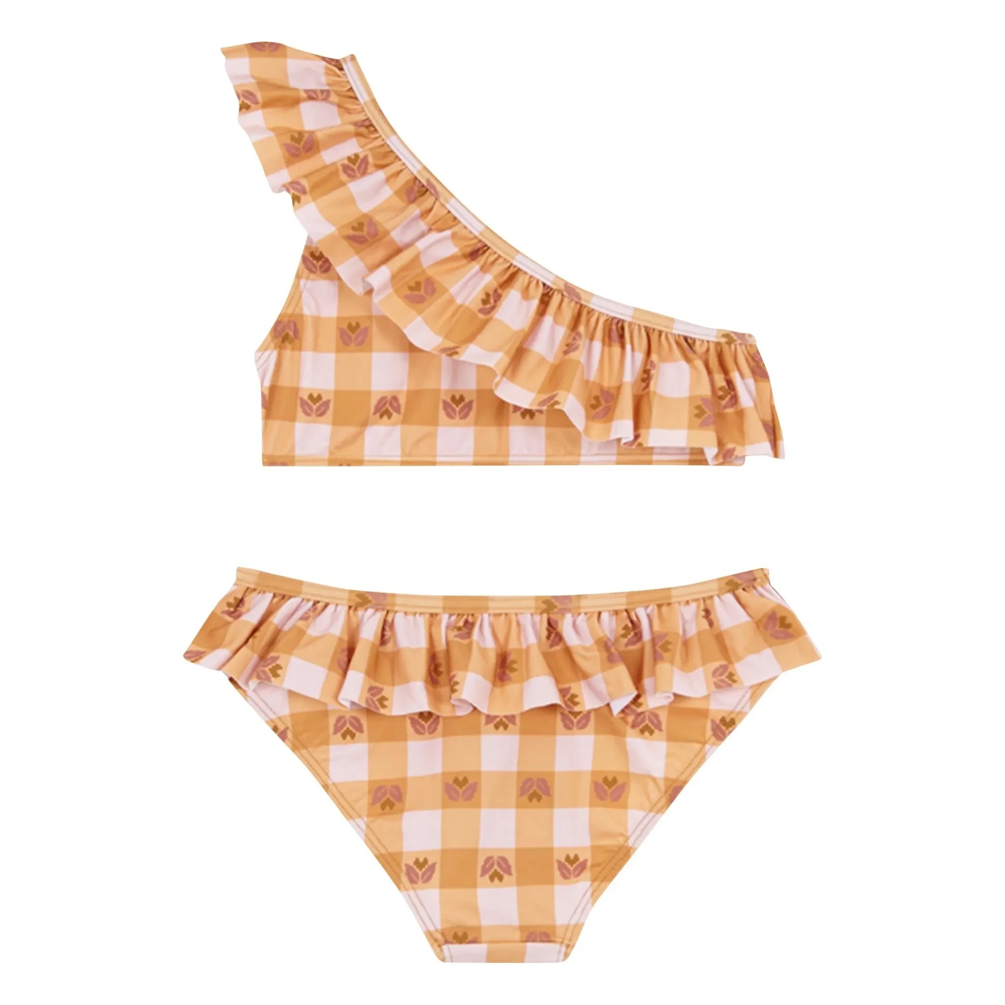 birinit - Peñalba 2-teiliges kariertes Jersey-Set | Ocker