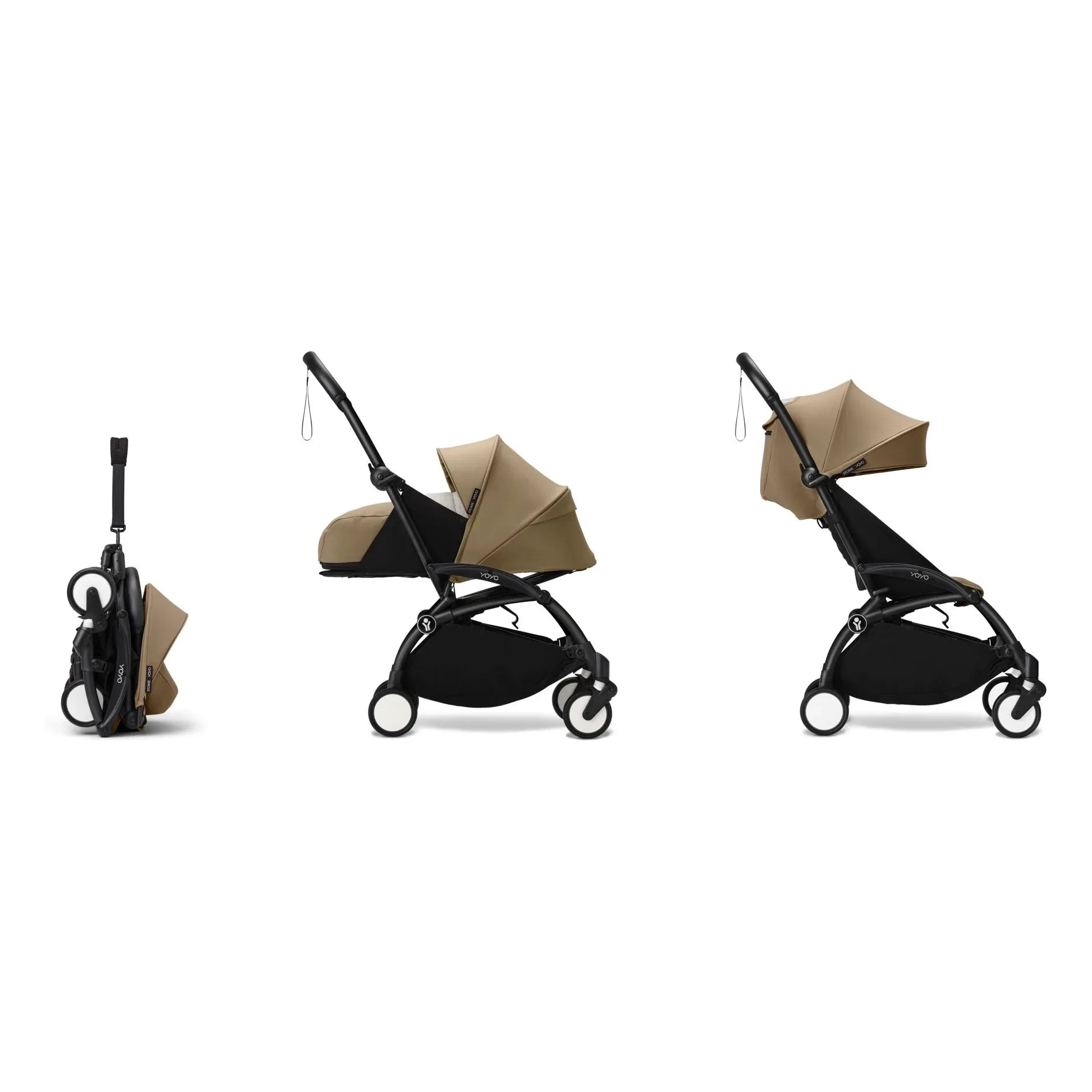 Stokke® - YOYO³ Kompletter Kinderwagen 0+ und 6+ Schwarzer Rahmen | Toffee