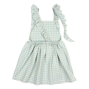 Búho – Gingham-Kleid aus Bio-Seersucker-Baumwolle | Aqua