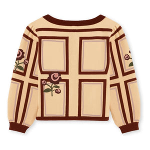 Fliink - Charlotte Flowers Bio-Baumwoll-Strickjacke | Ecru