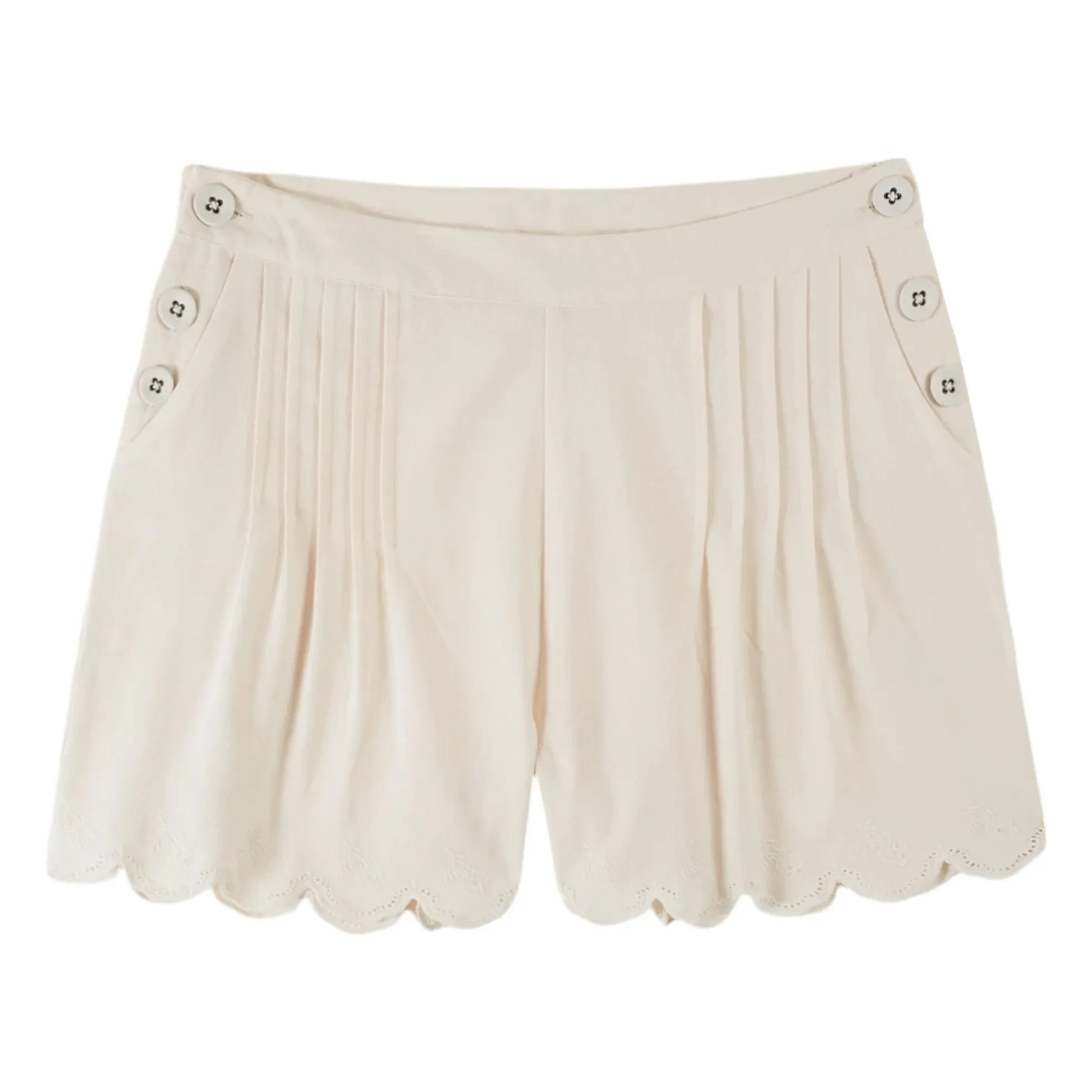 Emile et Ida – Plissierte Baumwollshorts Vintage | Creme