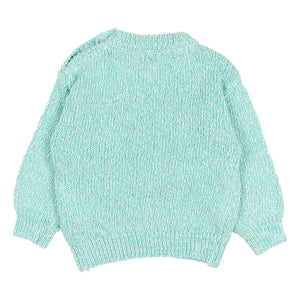 Búho - Aqua Chiné Bio-Baumwoll-Babypullover