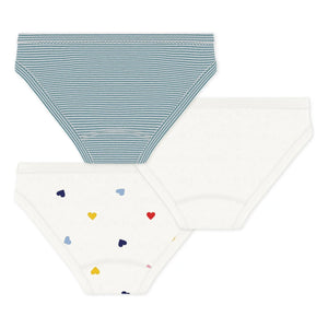 Petit Bateau – 3er-Pack gestreifte Unterhosen | Weiß