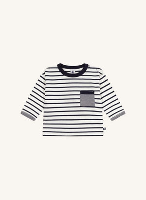 Petit Bateau - Organik pamuk | Beyaz Sailor's cep T-shirt