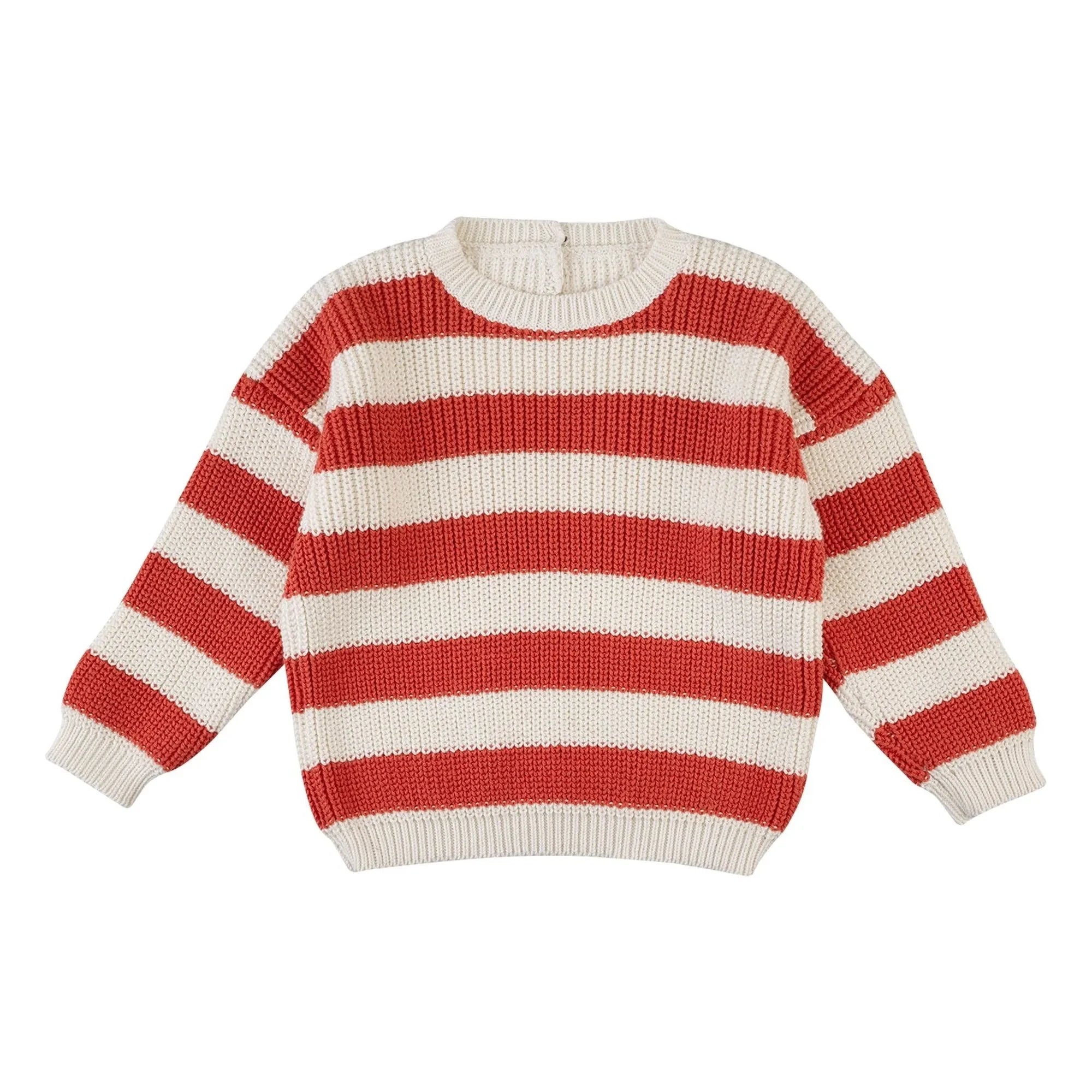 THE LiTTLE POETS - Gastão Gestreifter Bio-Baumwoll-Pullover | Rot