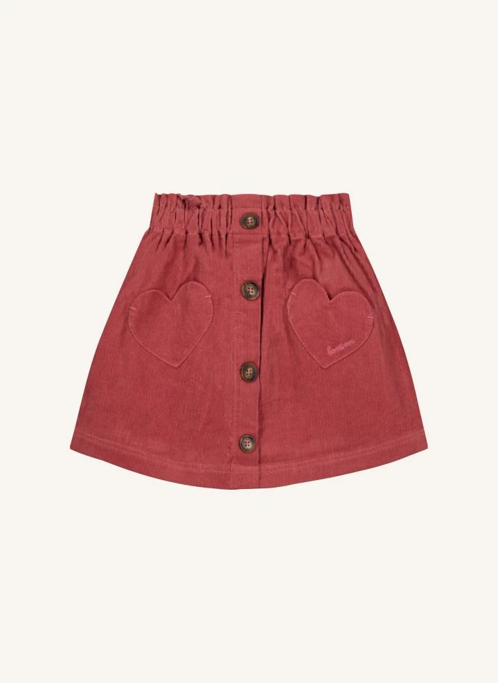 Bonton - Polka-Cord-Samtrock | Framboise