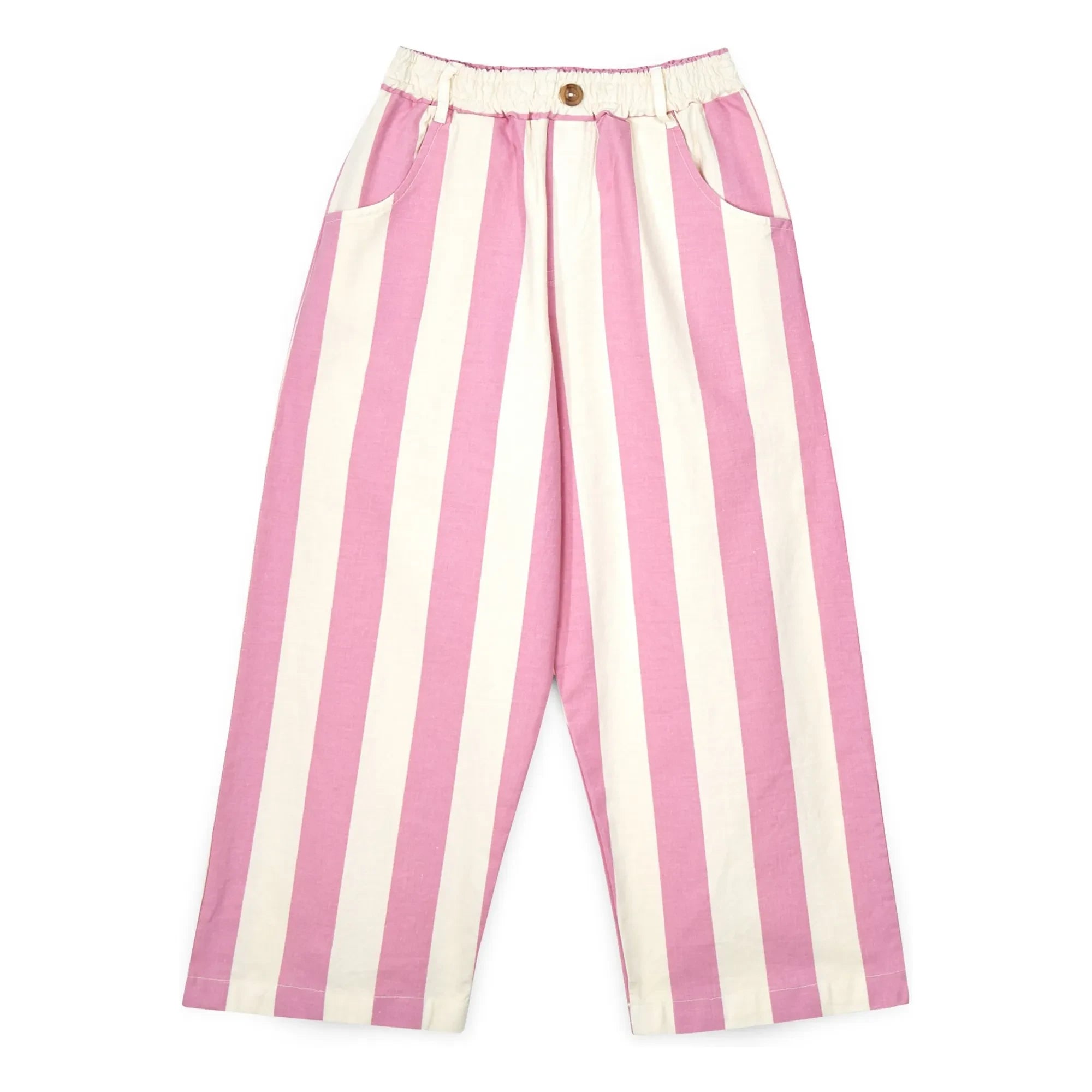 Mipounet - Claude Gestreifte Bio-Baumwollhose | Rosa
