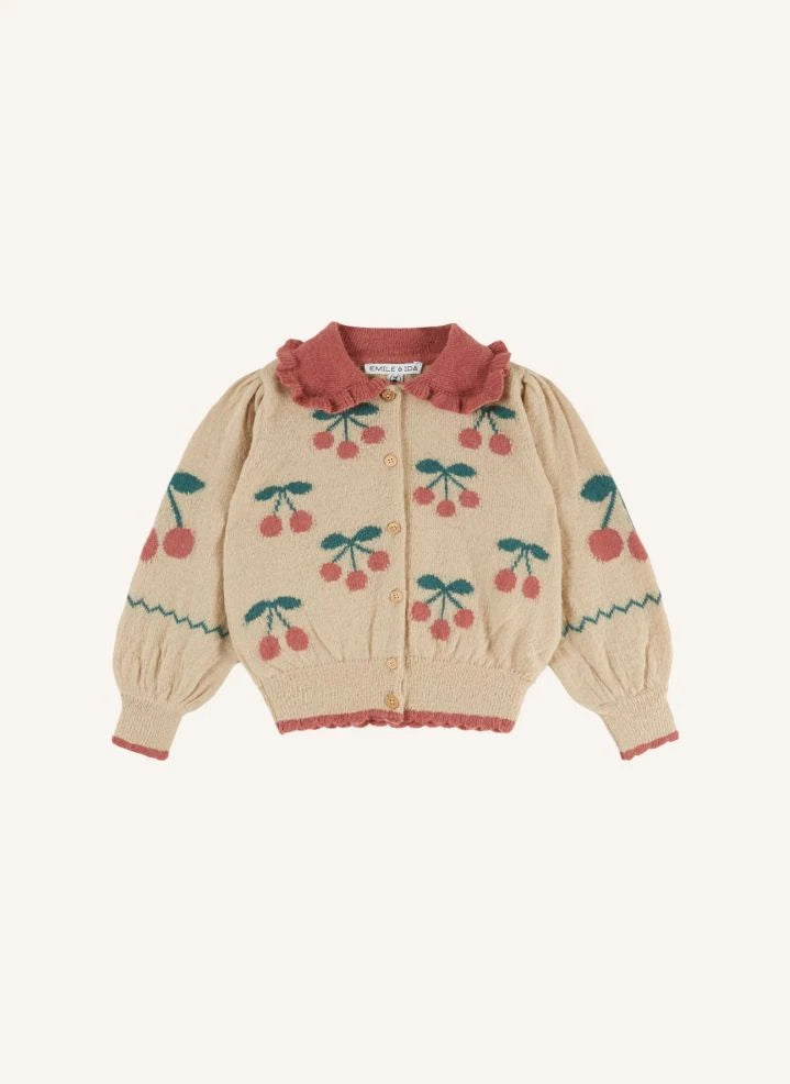 Emile et Ida - Cerises Cardigan | Ecru