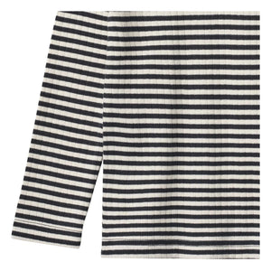 Wheat - Stig Geripptes T-Shirt aus Bio-Baumwolle | Marineblau