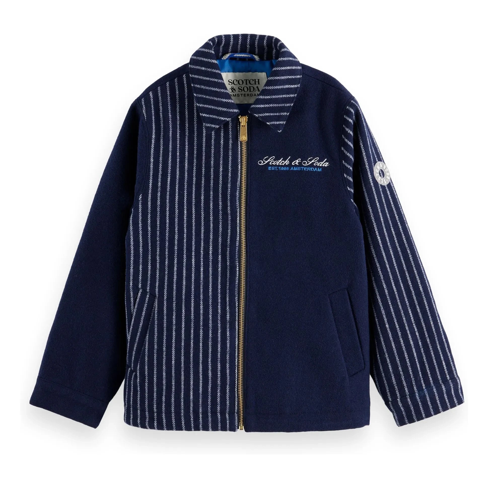 Scotch & Soda – Gestreifte Coach-Jacke | Marineblau