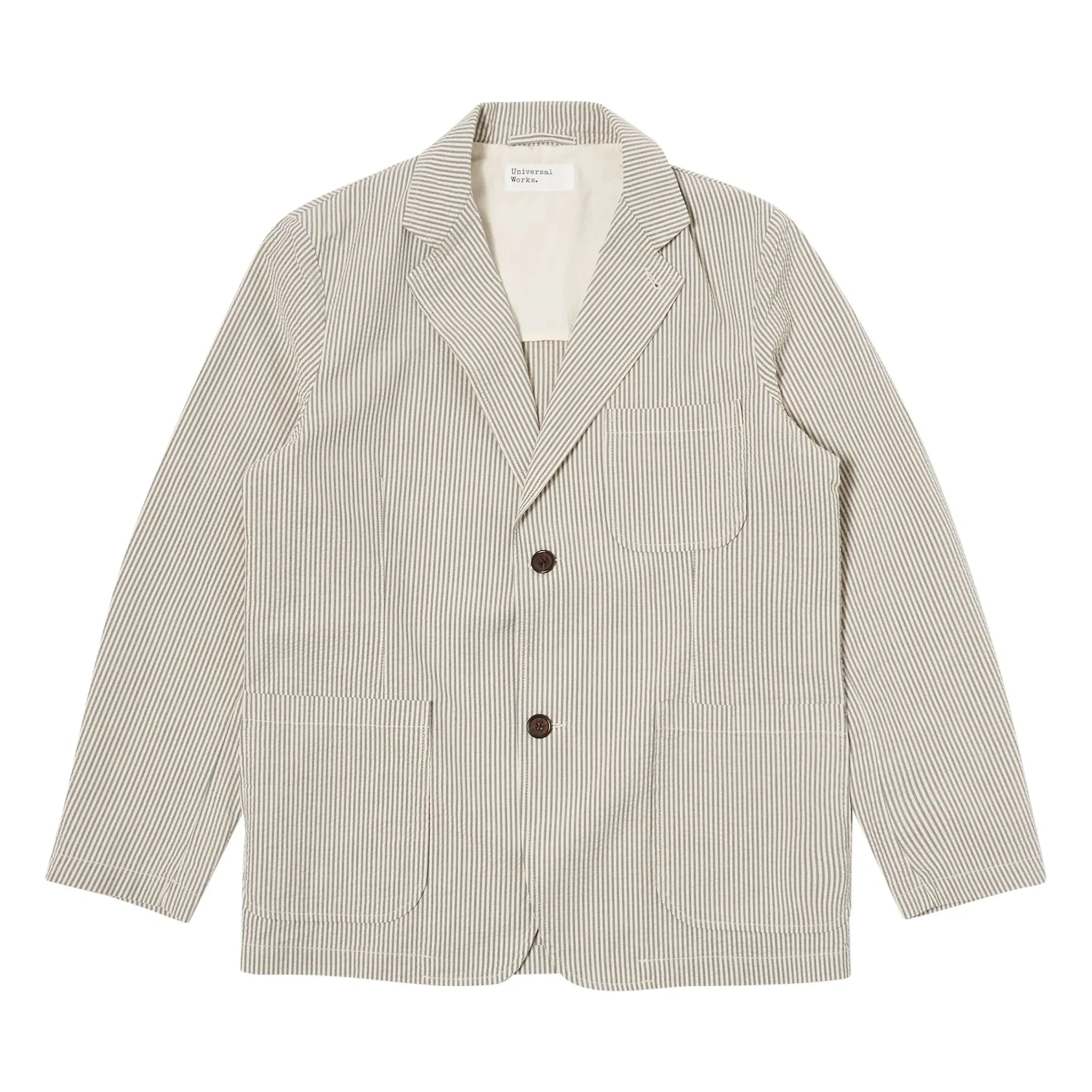 Universal Works - Gestreifte Derby Jacke | Grau