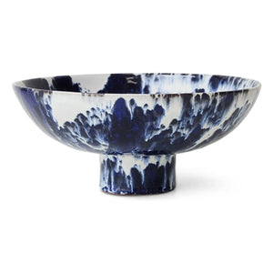 HKliving - Schale mit Steingut-Fuß | Indigo