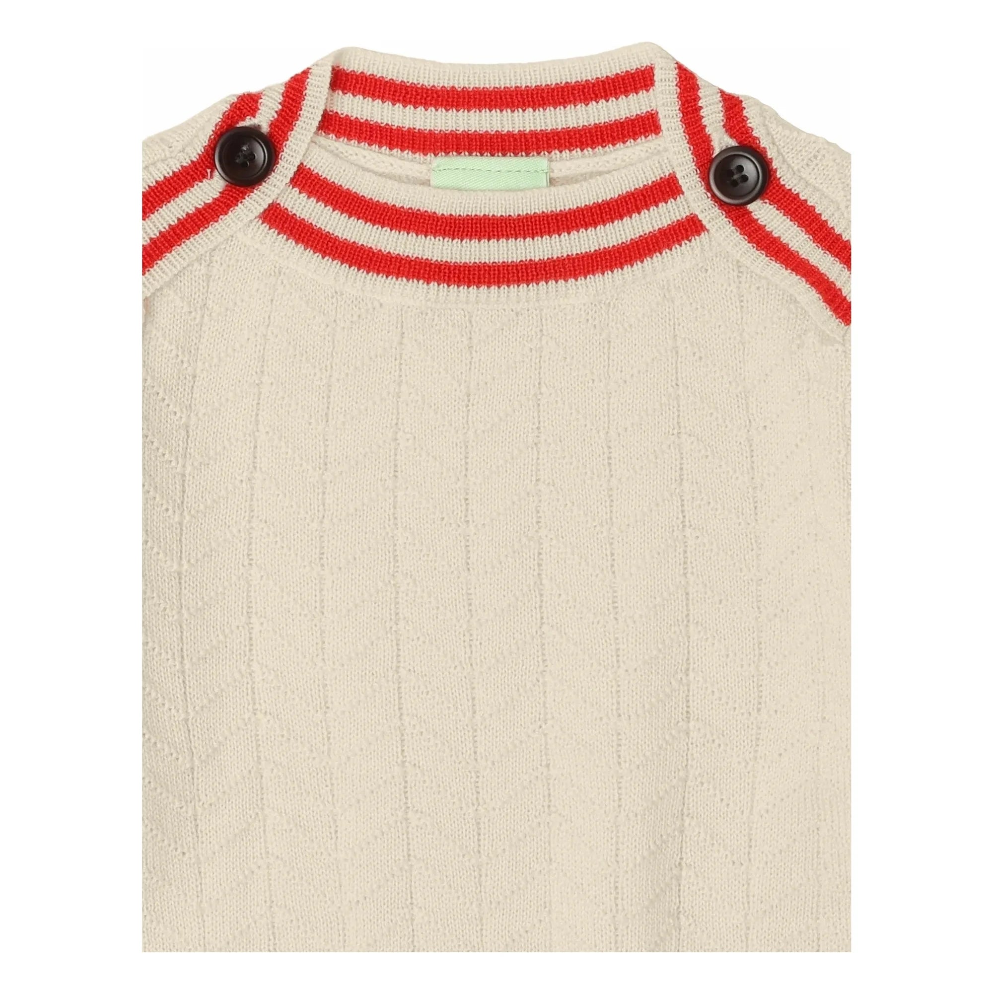 FUB - Zickzack-Knopf-Pullover aus feinem Merinostrick | Ecru
