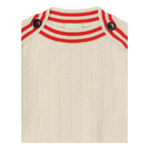 FUB - Zickzack-Knopf-Pullover aus feinem Merinostrick | Ecru