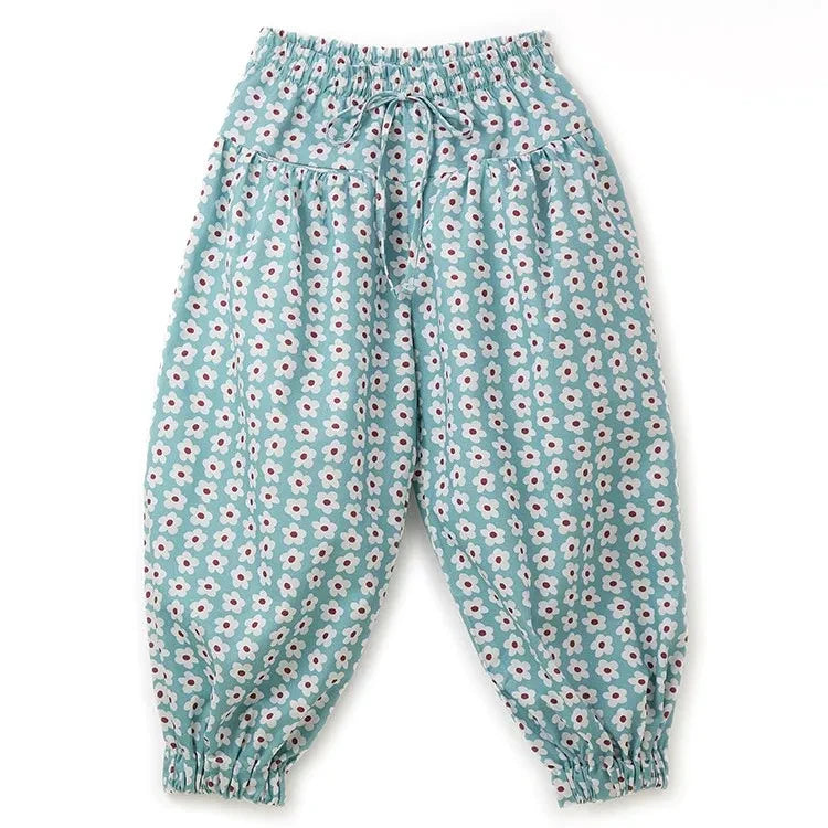 Fabula - Blumenhose mit elastischem Bund | Hellblau