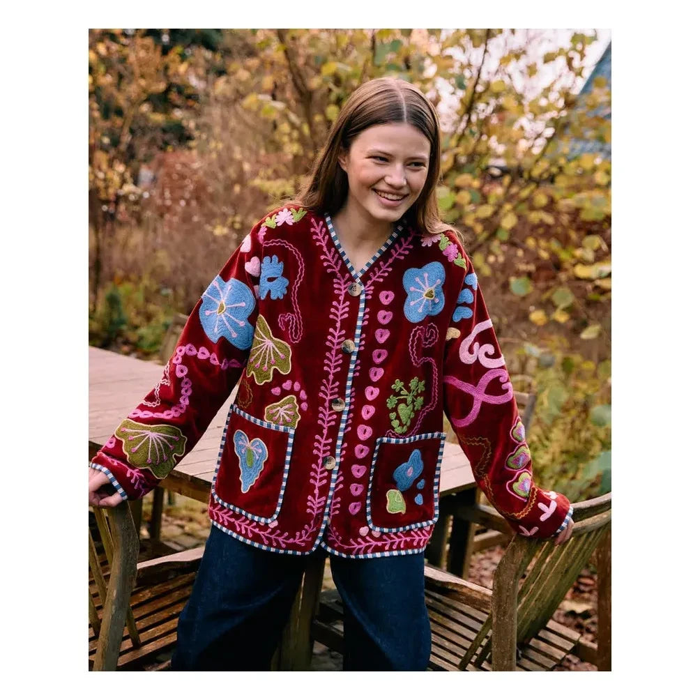 SISSEL EDELBO - Maggie-Jacke mit Burgundy-Stickerei