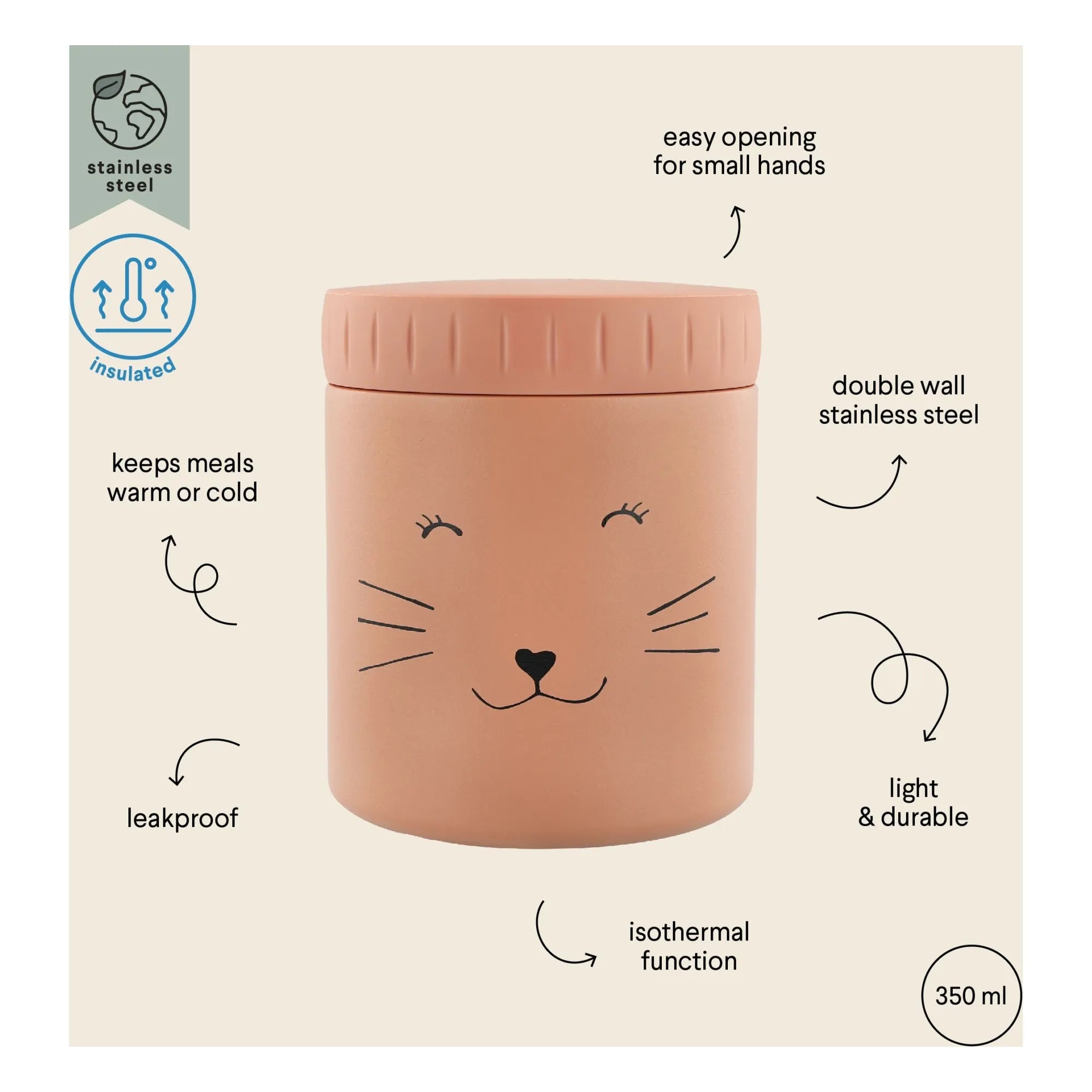 Trixie - Thermos-Lunchbox 350 ml Mrs Cat | Rosa