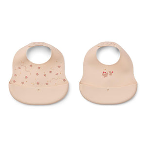 Liewood Ember Printed Bib 2-pack - Mini Butterfly / Apple Blossom-Bibs-Mini Butterfly / Apple Blossom-One Size | Natural Baby Shower