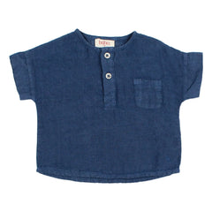 Búho - Leinen-Babyhemd | Marineblau