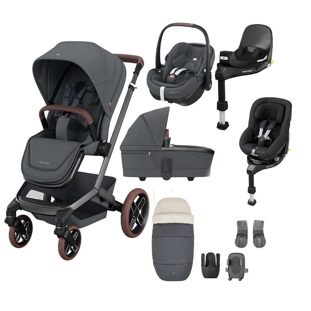 Maxi-Cosi Fame Premium + Pebble Pro2 + Pearl 360 Pro Travel System-Travel Systems-Twillic Black-Black | Natural Baby Shower