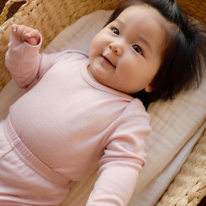 Merino Kids Merino Long Sleeve Envelope Bodysuit - Cloud Pink-Bodysuits-Cloud Pink-0-3m | Natural Baby Shower