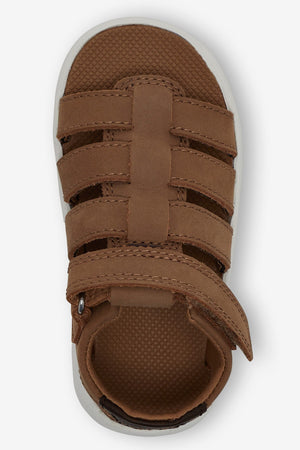 Weiter – Leichte braune Fisherman-Sandalen für Kinder aus echtem Leder – 28
