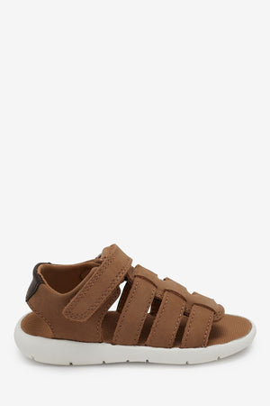 Weiter – Leichte braune Fisherman-Sandalen für Kinder aus echtem Leder – 28