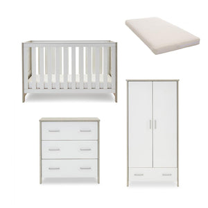 Obaby Nika 3 Piece Room Set - Grey Wash + White-Nursery Sets-Grey Wash & White-No Mattress | Natural Baby Shower