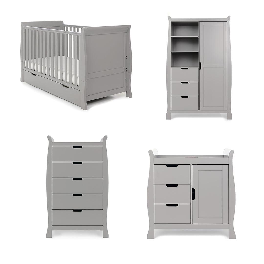 Obaby Stamford Classic 4 Piece Room Set - Warm Grey-Nursery Sets- | Natural Baby Shower