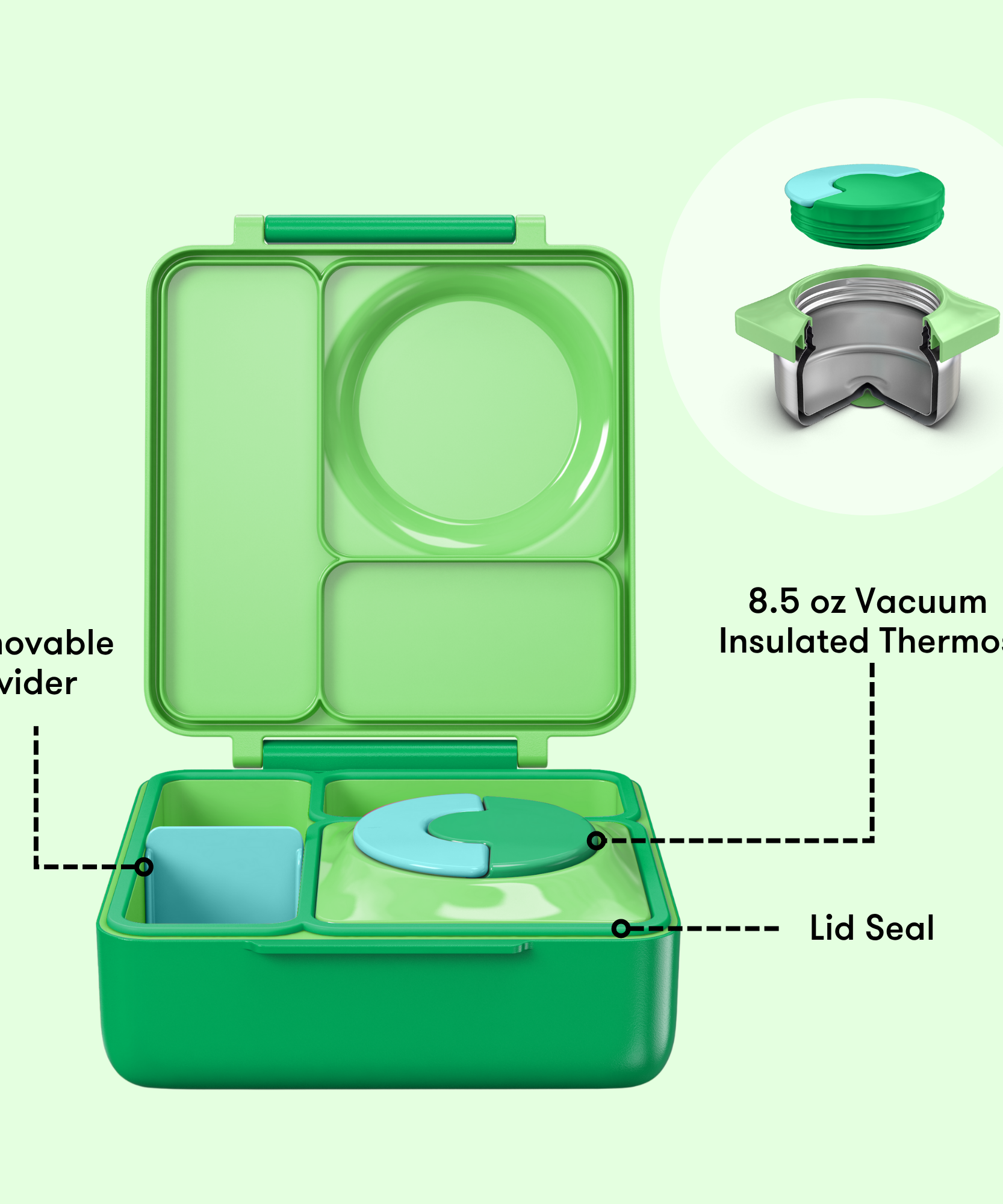 Omiebox - Isı Yalıtımlı Elma Yeşili Bento Yemek Kutusu