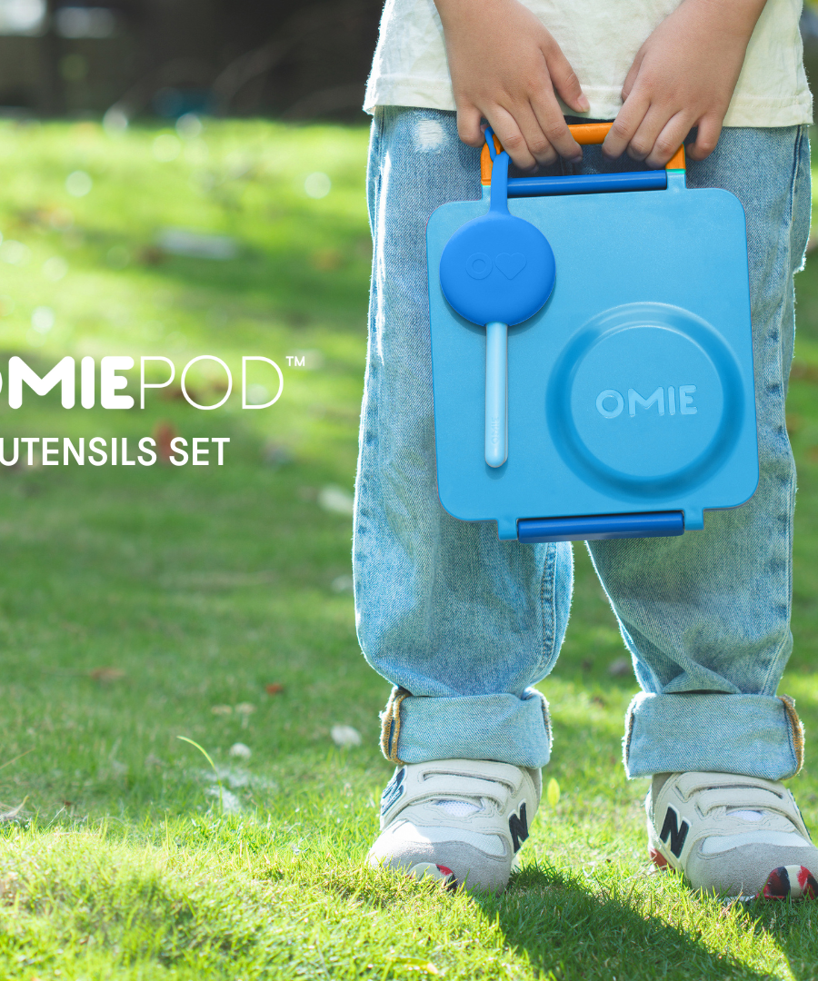 Omiebox - OmiePod Capri Mavisi Silikon Çatal ve Kaşık Seti