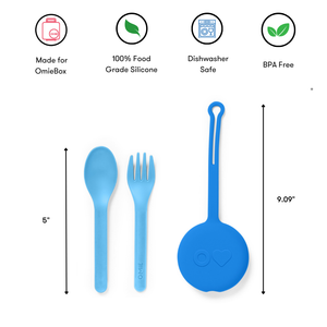 Omiebox - OmiePod Capri Blau Silikon-Gabel- und Löffel-Set