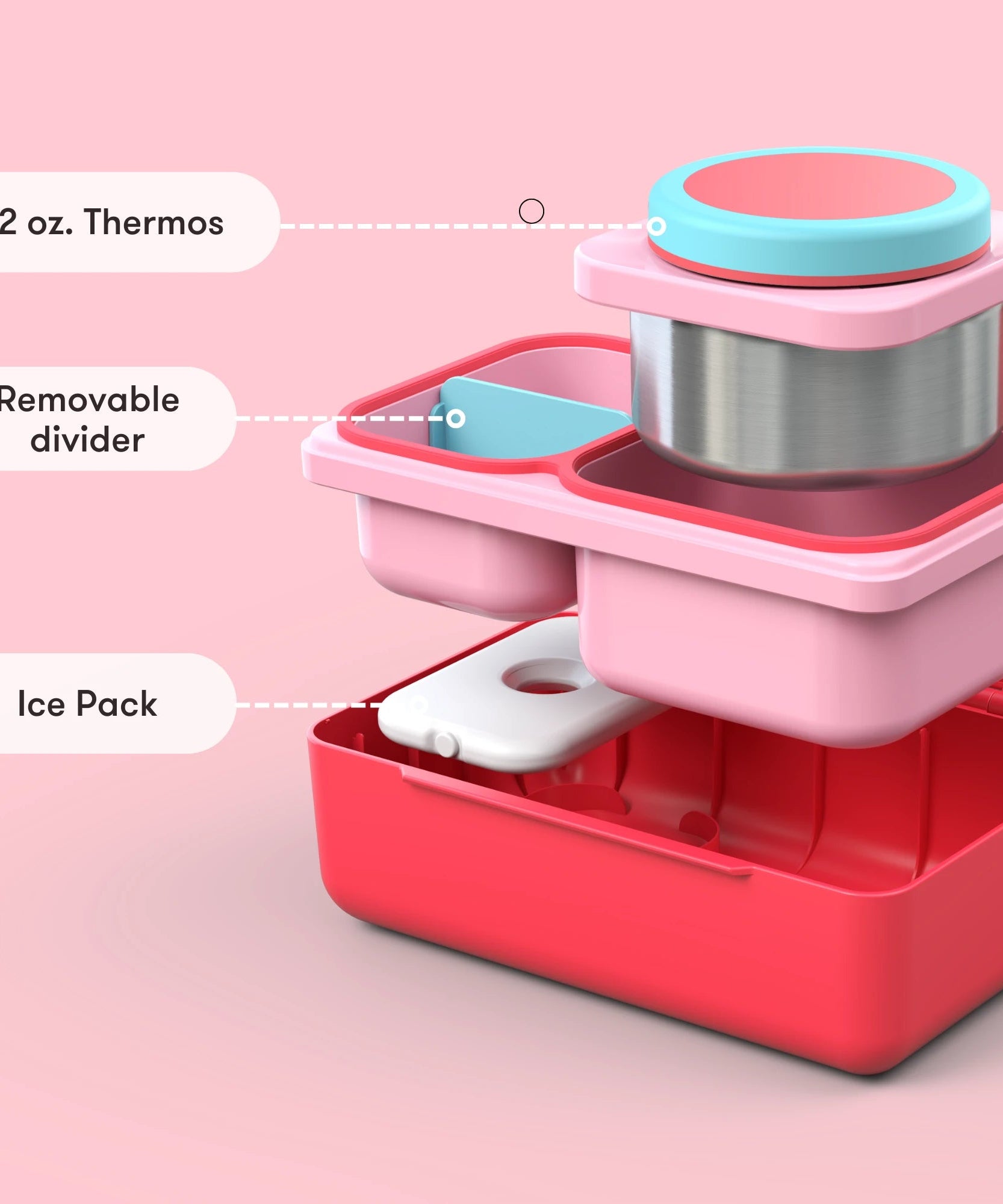 Omiebox - UP Isı Yalıtımlı 2. Nesil Kiraz Pembesi Bento Yemek Kutusu