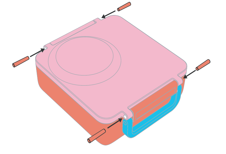 Omiebox – Ersatzteil: Verschluss und Scharnierstift in Ozeanblau 1 Stk.