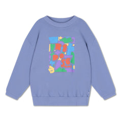 Repose AMS - Oversized Sweatshirt Cozydrop Logo Grafik Bio-Baumwolle | Grau-Blau