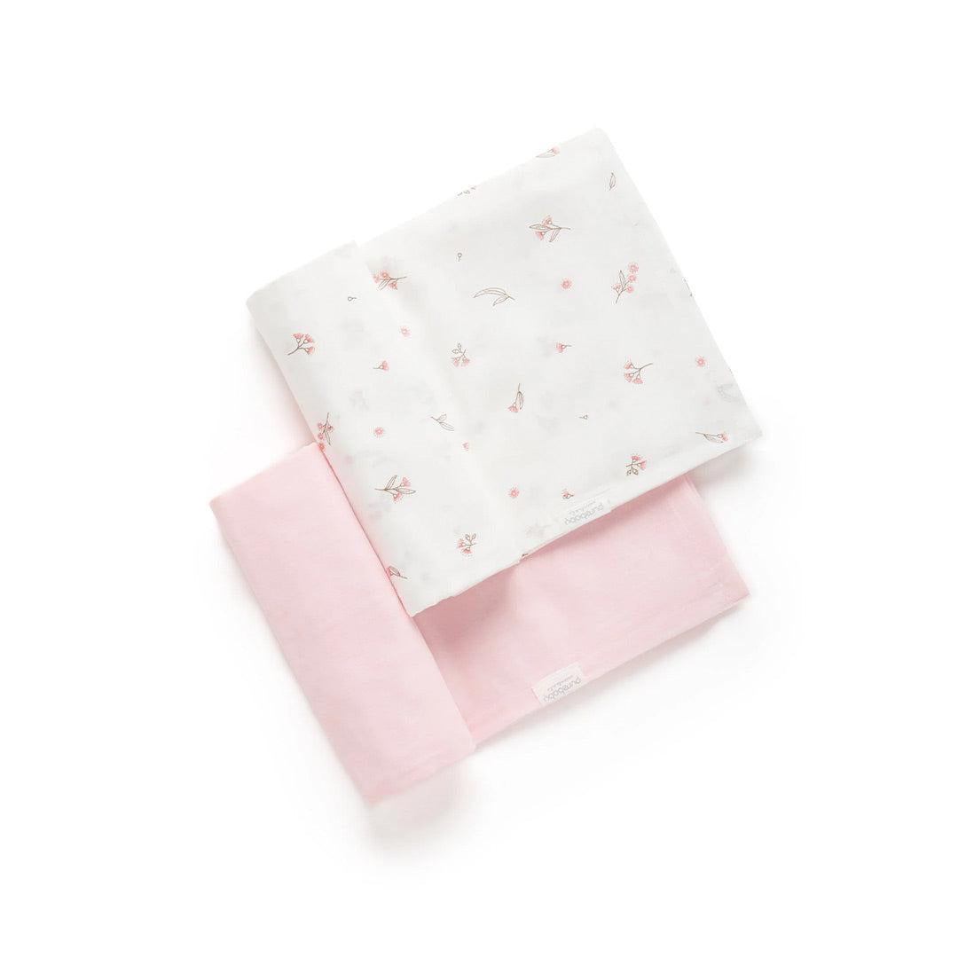 Purebaby Muslin Wrap 2 Pack - Pale Pink Blossom-Muslin Wraps-Pale Pink Blossom-One Size | Natural Baby Shower