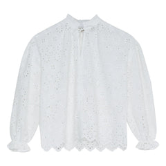 the new society - Sakura Englisch Bestickte Bluse | Weiß