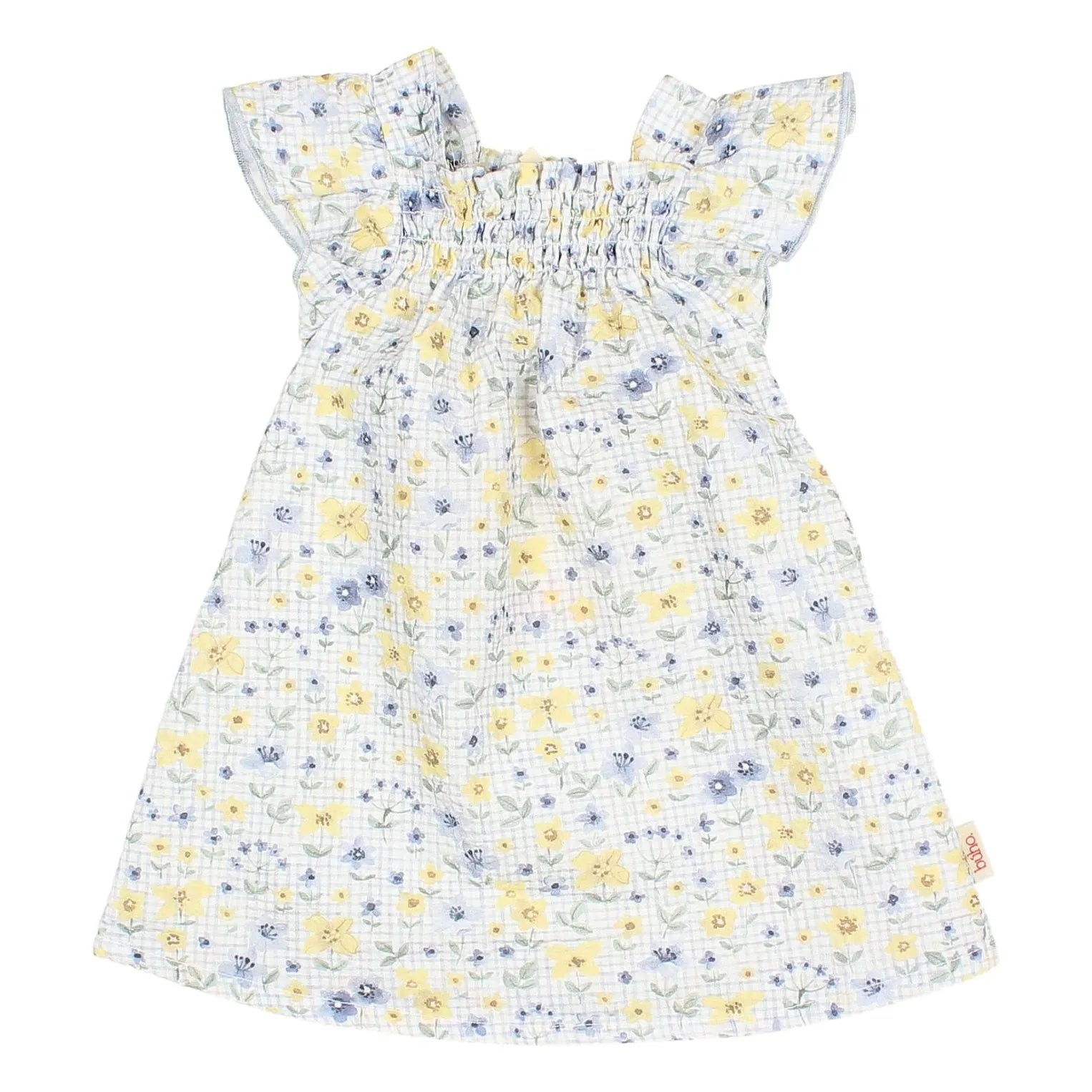 Búho - Seersucker-Kleid mit Blumenmuster | Hellblau