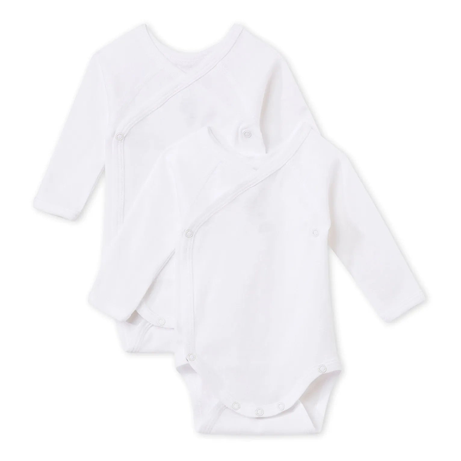 Petit Bateau – 2-teiliges Baby-Langarmbody-Set aus Bio-Baumwolle | Weiß
