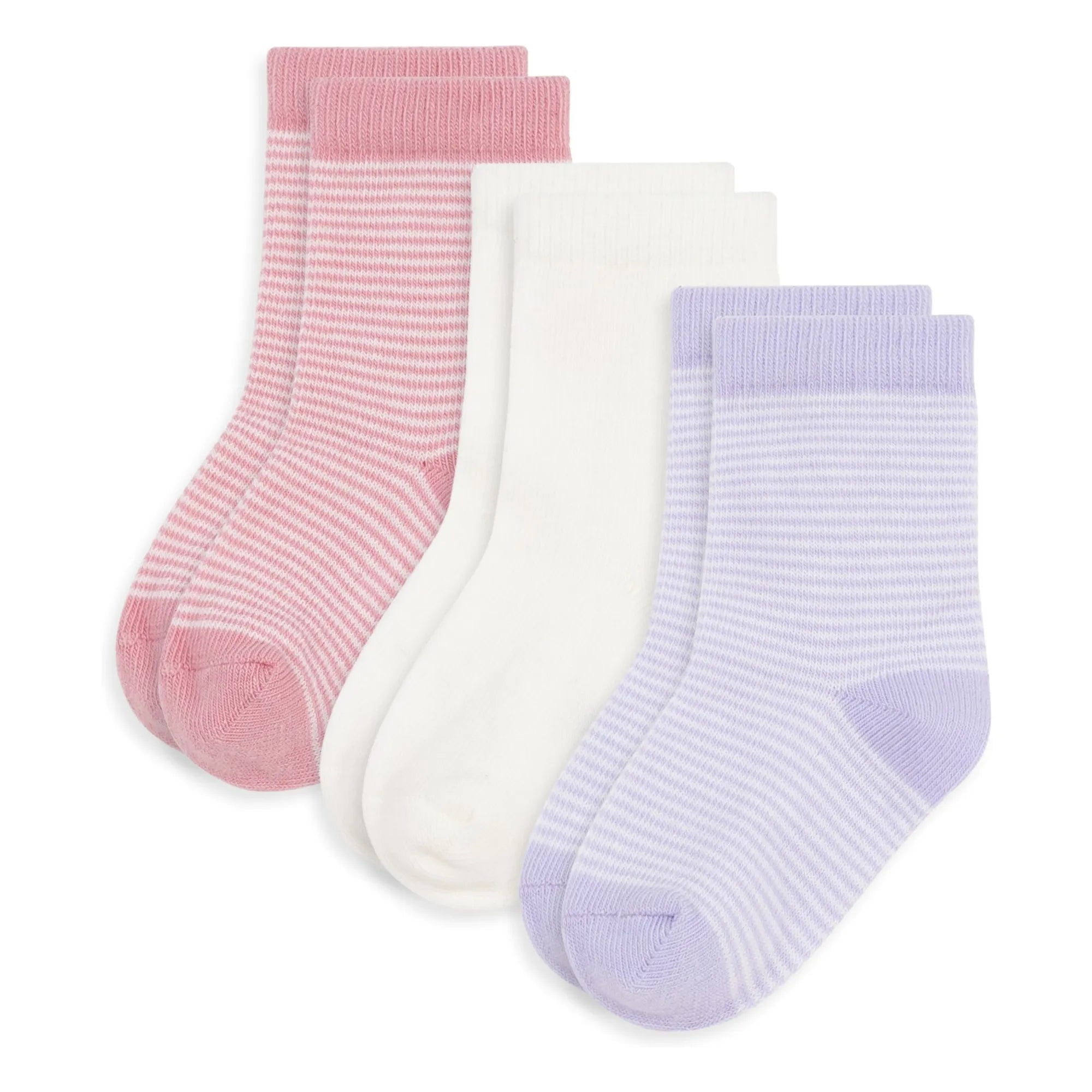 Petit Bateau - 3er Set Gestreifte gerippte Socken | Rosa
