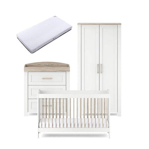 Silver Cross Valencia 3 Piece Nursery Set (Cot Bed, Dresser & Wardrobe) - Ash White-Nursery Sets-Ash White-Superior Mattress | Natural Baby Shower