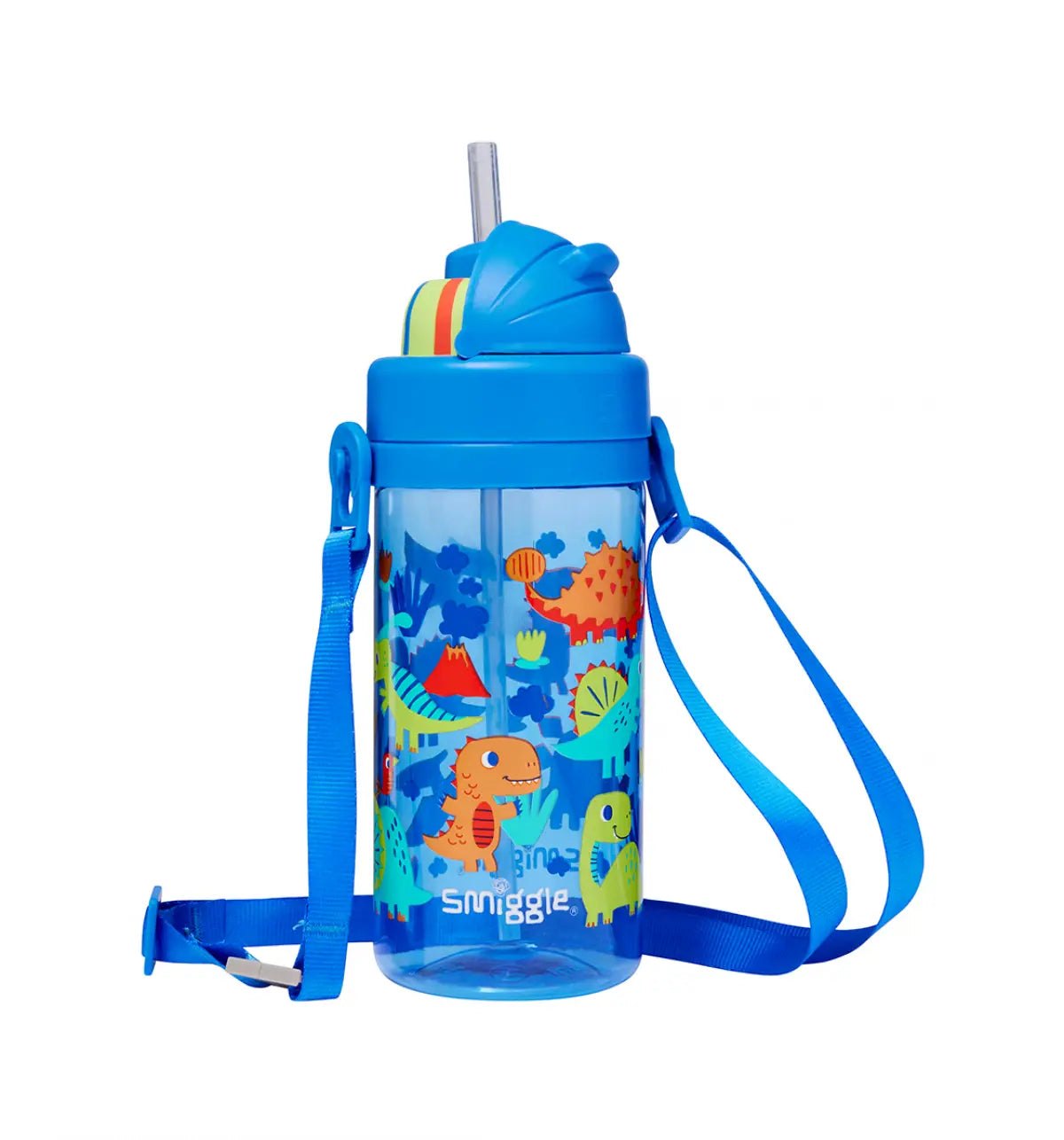 Smiggle - Glide Teeny Tiny Dinossi Design 400 ML BPA-freie Trinkflasche mit verstecktem Strohhalm