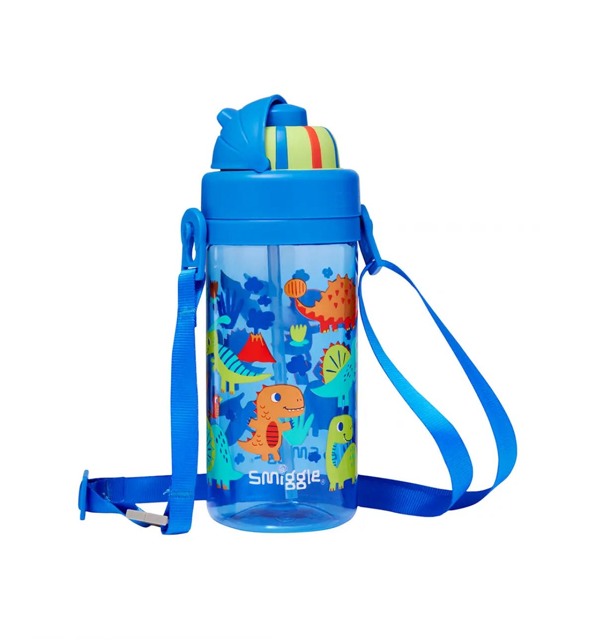Smiggle - Glide Teeny Tiny Dinossi Design 400 ML BPA-freie Trinkflasche mit verstecktem Strohhalm