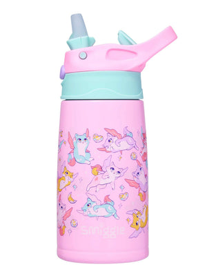 Smiggle – Happy Tales 400 ml Flasche mit automatischem Stahlstrohhalm