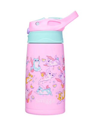 Smiggle – Happy Tales 400 ml Flasche mit automatischem Stahlstrohhalm