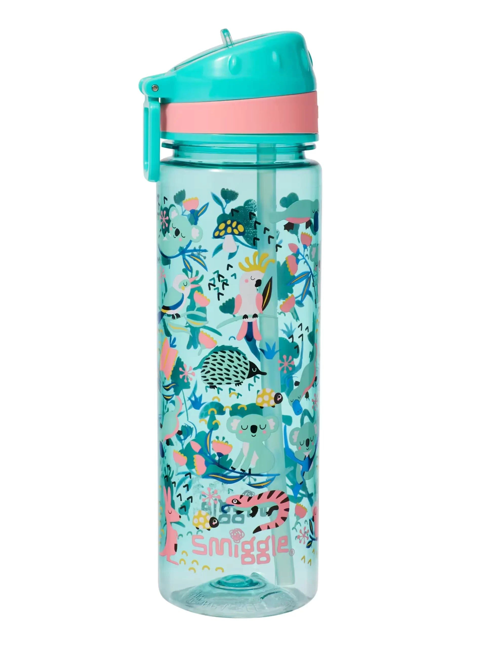 Smiggle – Hi There 650 ml BPA-freie Wasserflasche mit Strohhalm
