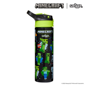 Smiggle – Minecraft 520 ml Stahlflasche mit automatischem Strohhalm