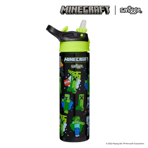 Smiggle – Minecraft 520 ml Stahlflasche mit automatischem Strohhalm