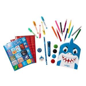 Smiggle - Süßes Blue Shark Crayons Rucksack-Set für die Kleinen